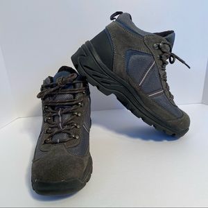 Earth Spirit Womens Hiking Trail Boots Size 8.5 Black Dark Grey Blue Brown